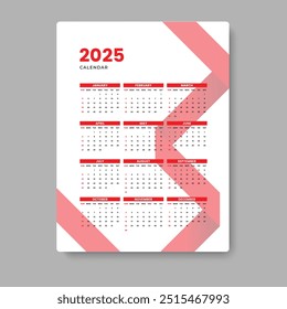Calendario 2025 Diseño de Plantilla Fondo geométrico 