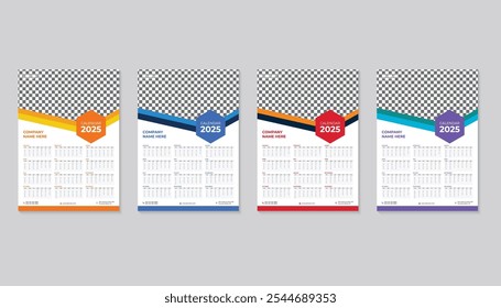 Calendar 2025 template design - wall year Royalty Free Vector Image
