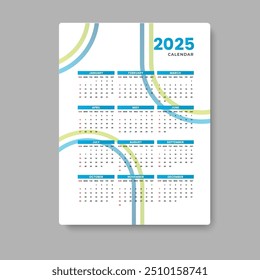 Kalender 2025 Template Design, Vektor eps 10