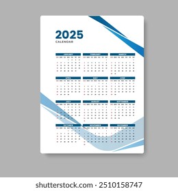 Calendario 2025 Diseño de Plantilla, Vector EPS 10