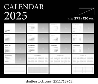 Calendario 2025 planificador de Plantilla diario de Vector en un estilo minimalista, paisaje