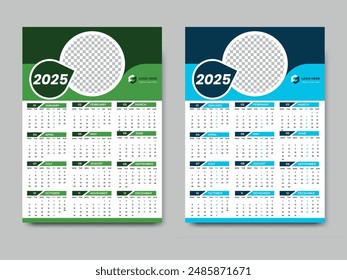 Calendar 2025 template, Wall Calendar 2025 year, Poster, calendar design, Vector flat illustration, Week starts on Saturday, Clean and Print-ready
