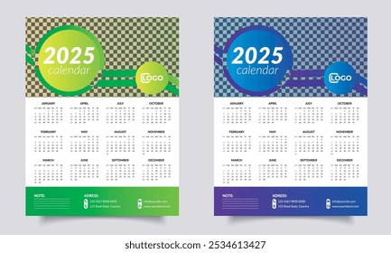 Calendar 2025. Wall Calendar Design.