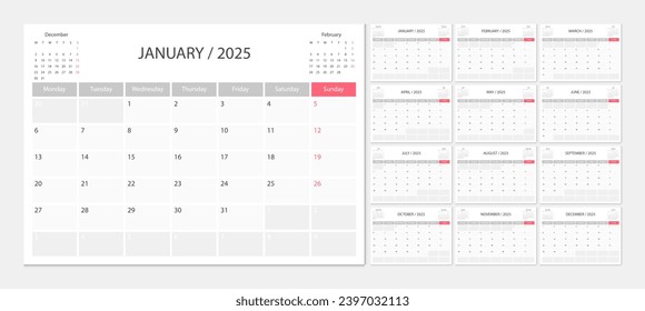 Kalender 2025 Woche Start Montag Corporate Design Planer Vorlage.