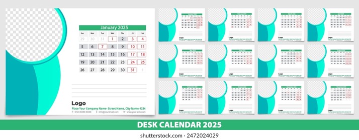 Calendar 2025 week start Monday corporate design template vector.