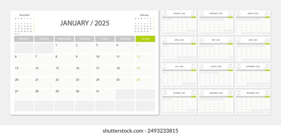 Calendar 2025 Week Start Montag Corporate Design Planer Vorlage.