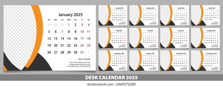 calendar 2025 week start Sunday corporate design planner template.