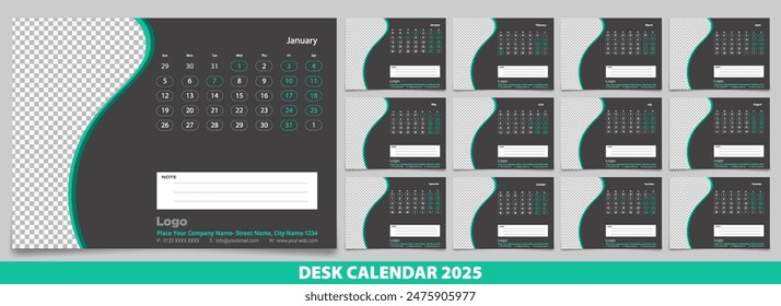 Calendar 2025 week start Sunday corporate design planner template.