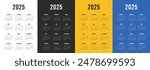 Calendar 2025, Calendar 2025 Week Starts Sunday One Page A4 Business Design Planner Template.