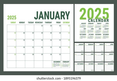 Calendar 2025 Year English Planner Template Stock Vector (Royalty Free) 1895196379  Shutterstock