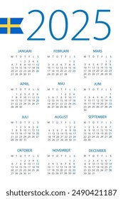 Calendario 2025 año - Ilustración vectorial. Versión rusa