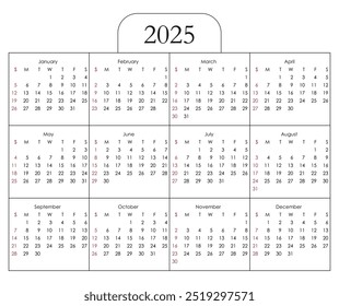 Calendar 2025 year. The week starts on Sunday.
