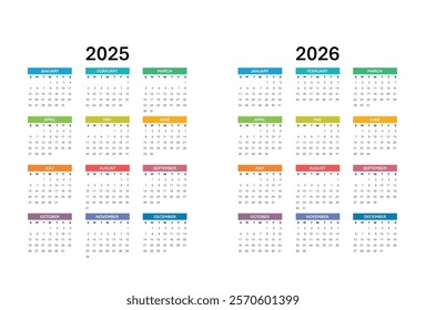 Calendar for 2025-2026 Week starts on Sunday.