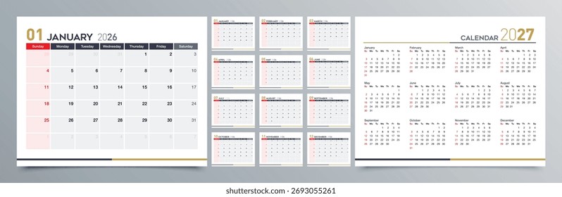 Calendario para 2026 y 2027