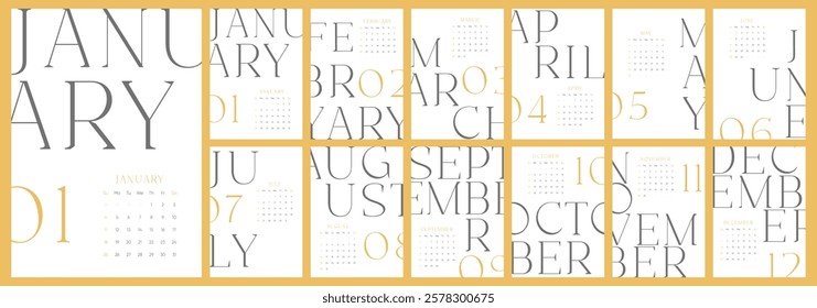 Calendar 2026, Boho Calendar 2026 Sunday Start Elegant Design Template.