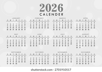 calendar for 2026 pro vector