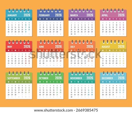 calendar for 2026 starts monday, vector calendar design 2026 year