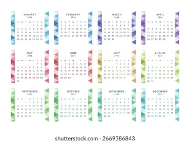 calendário para 2026 começa domingo, vetor calendário projeto 2026 ano