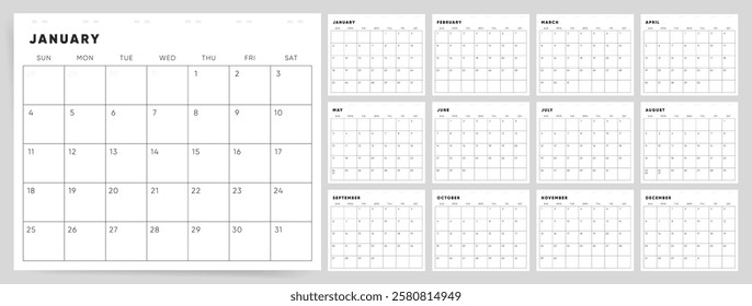 Calendar 2026, Calendar 2026 Sunday Start Clean Classic Corporate Design Template	