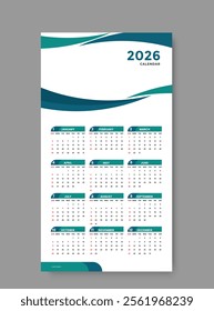 calendar 2026 template design vector eps 10