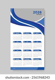 calendar 2026 template design vector eps 10