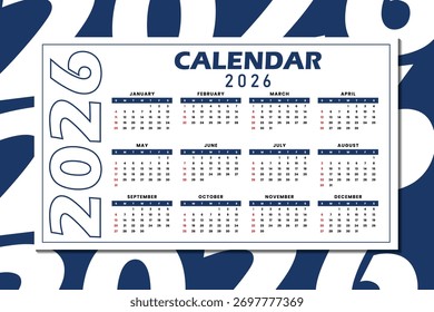 Calendario 2026 , Calendar Vactor , 2026 , Calendar Plantilla