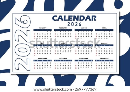 Calendar 2026 , Calendar Vactor , 2026 , Calendar Template