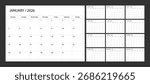 Calendar 2026 week start Monday corporate design planner template. Calender planner 2026.