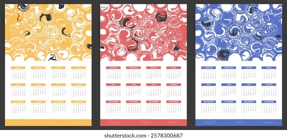 Calendar 2026, Calendar 2026 Week Starts Sunday One Page A4 Colorful Creative Art Design Planner Template.