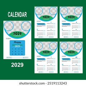 calendar 2027 2029 week start Sunday corporate design planner template.