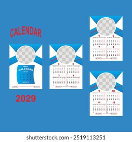 calendar 2027 2029 week start Sunday corporate design planner template.
