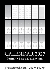 Calendar 2027 template planner vector diary in a minimalist style, Portrait