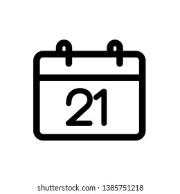 Calendar 21 icon, vector illustration. Flat design style. vector calendar 21 icon illustration isolated on white background, calendar 21 icon Eps10. calendar 21 icons graphic design vector symbols.