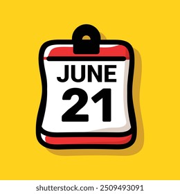 Calendar 21 June Vector icon illustration background design.
