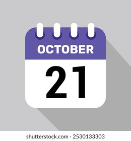 calendar 21 october icon vector page illustration background design paper.