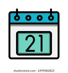 Calendar 21st date color linear icon. time, event, schedule and business symbols icons. Suitable for websites, UI, interfaces and mobile applications.