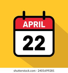 Calendario 22 de abril Diseño de fondo de ilustración vectorial.