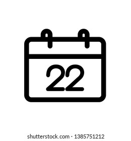Calendar 22 icon, vector illustration. Flat design style. vector calendar 22 icon illustration isolated on white background, calendar 22 icon Eps10. calendar 22 icons graphic design vector symbols.