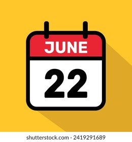 Calendar 22 June Vector illustration background design.