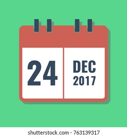calendar 24 december 2017 flat style vector illustration