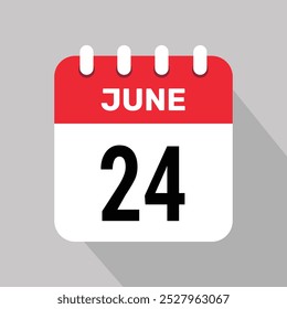 calendário 24 junho ícone vetor ilustração data plano de fundo gráfico design.