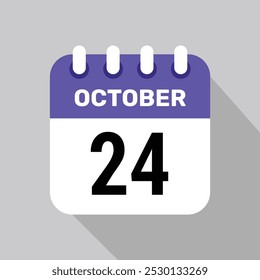 calendar 24 october icon vector page illustration background design paper.