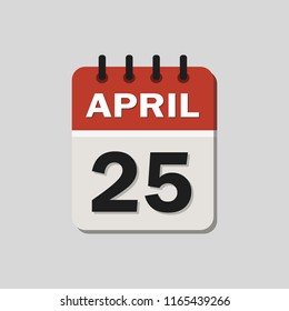 
The calendar. 25 April. Vector illustration. Flat design for business financial marketing banking web concept cartoon illustration.