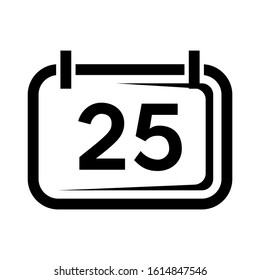 calendar 25 icon isolated sign symbol vector illustration - high quality black style vector icons
