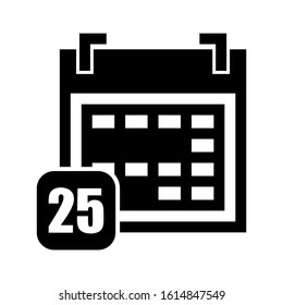 calendar 25 icon isolated sign symbol vector illustration - high quality black style vector icons

