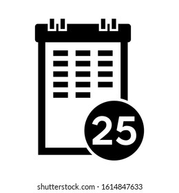 calendar 25 icon isolated sign symbol vector illustration - high quality black style vector icons
