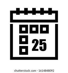 calendar 25 icon isolated sign symbol vector illustration - high quality black style vector icons
