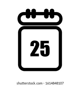 calendar 25 icon isolated sign symbol vector illustration - high quality black style vector icons
