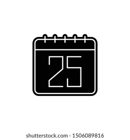 Calendar, 25 icon. Simple glyph, flat vector of calendar icons for ui and ux, website or mobile application