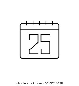 Calendar, 25 icon. Simple thin line, outline vector of calendar icons for ui and ux, website or mobile application